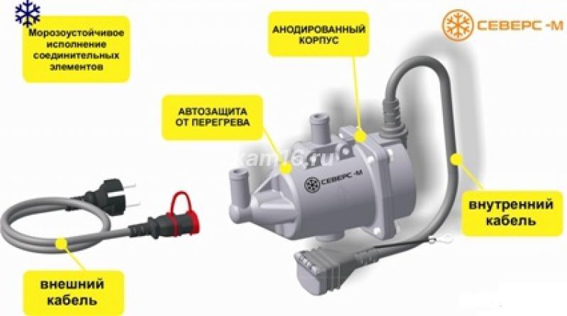 Электроподогрев двигателя от внешнего источника (220 В) «Северс М»